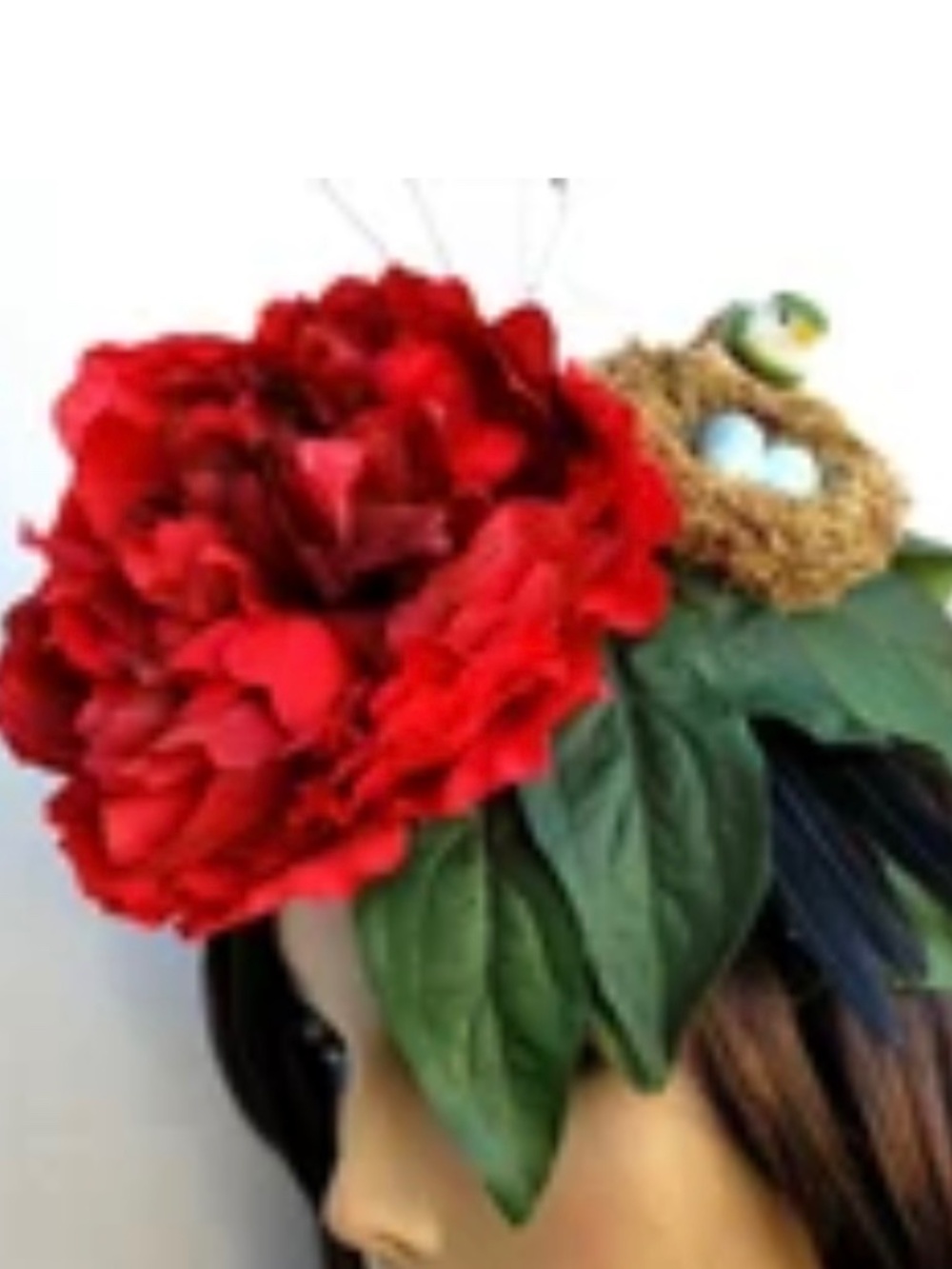 HANDMADE BY QUEEN SUGAR BEE  Peony Floral Birds Nest Hair Clip Fascinator